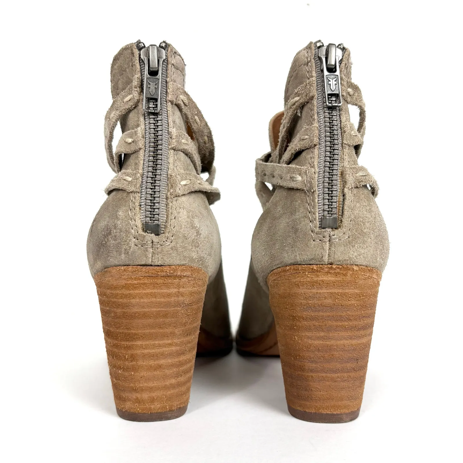 Frye Naomi Pickstitch Booties Ash Soft Oiled Italian Suede Back Zip Size 7.5 - Image 6