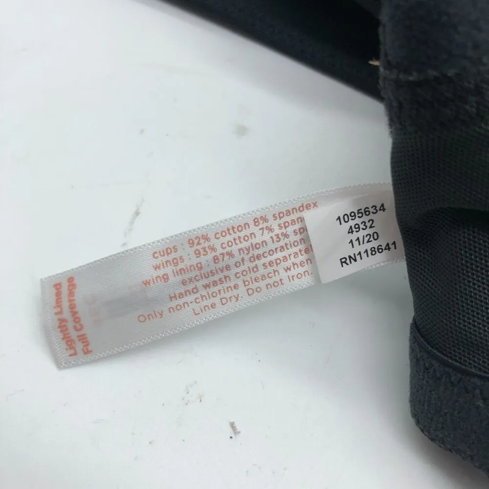 Cacique Lightly Lined Full Coverage Bra Black Cotton & Spandex 46C - Image 4