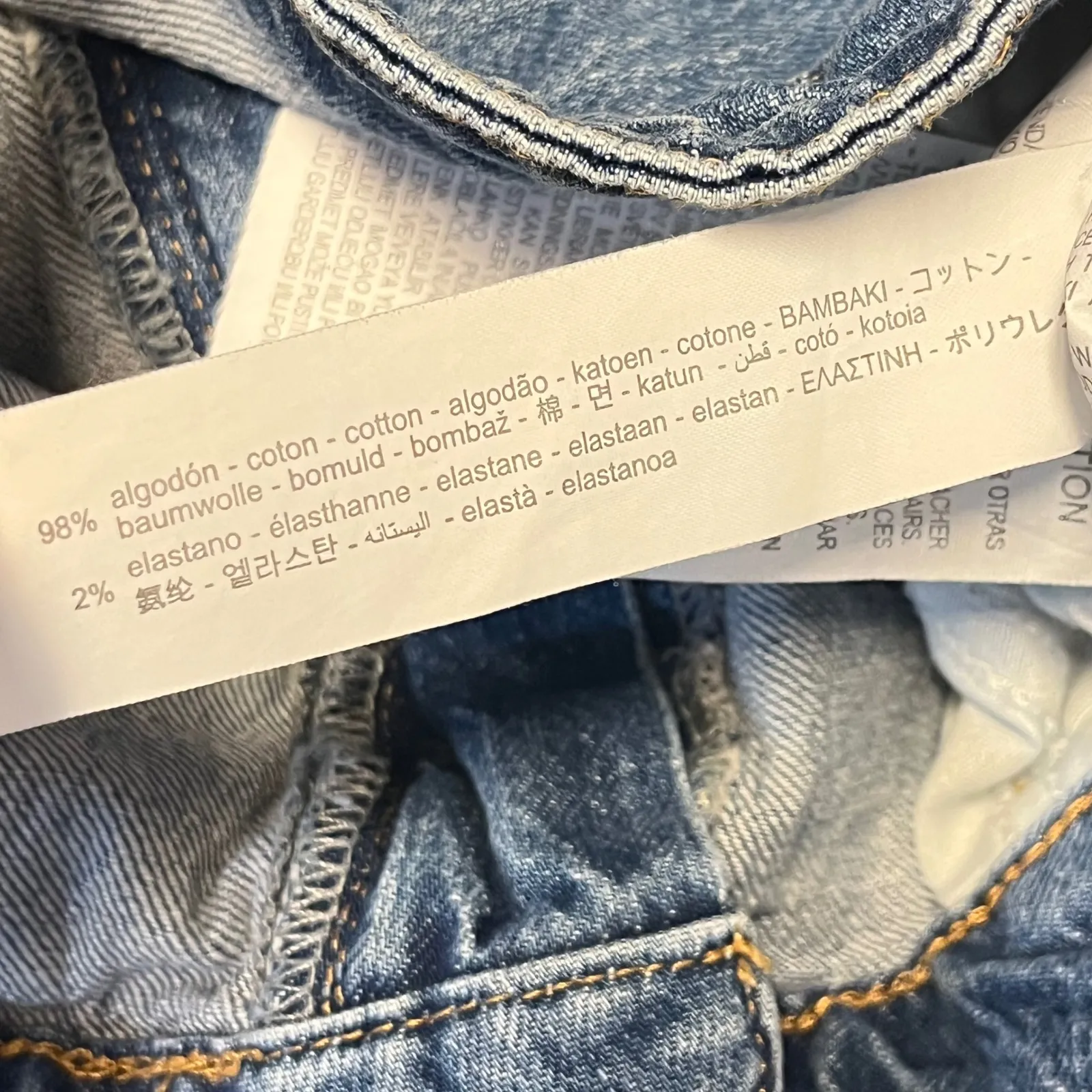 Stradivarius Denim Midi Skirt Front Slit Raw Hem Blue Jean Skirt Size‎ 12 - Image 6