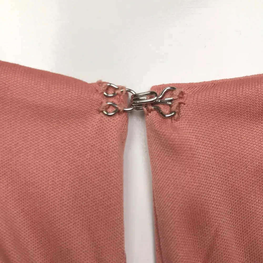 Express Women’s Chiffon Pink Cutout Detail Neck Pleated Sleeveless Dress - Image 8