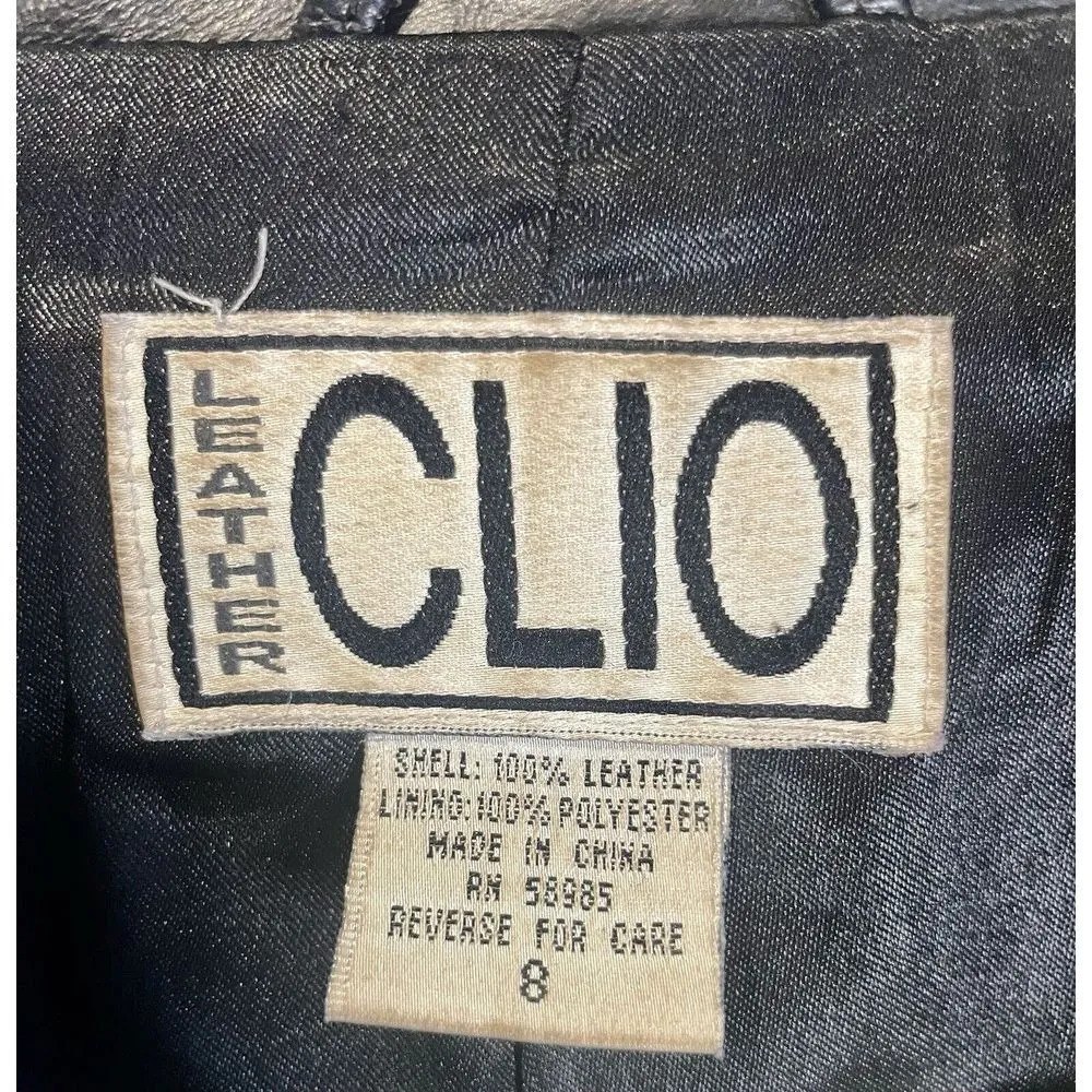 Women's 100% Leather Jacket Button Up Lined Coat Great Condition Size 8 Black - Image 4