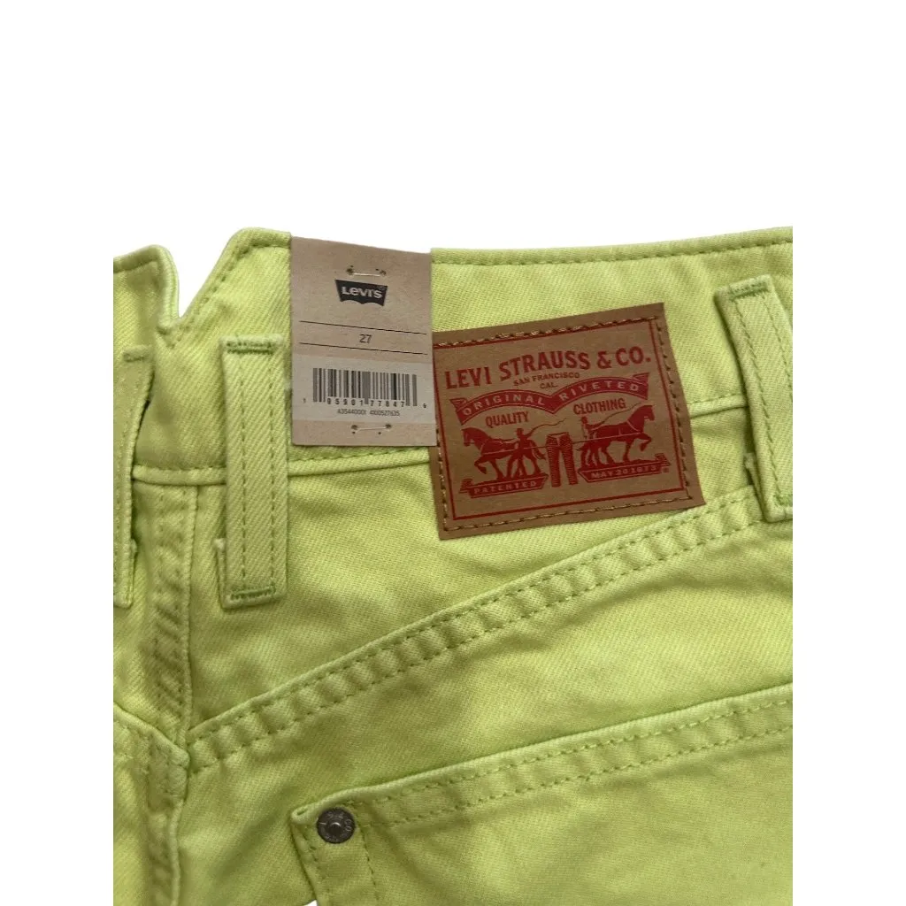 LEVIS High Waisted Lime Denim Mom Shorts Size 27 NEW - Image 8