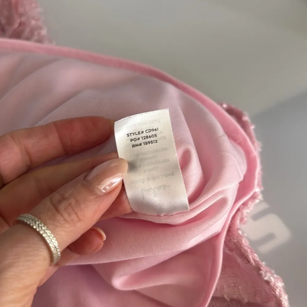 Lulus Pop the Bubbly Pink Tweed Mini Shift Dress Size Medium - Image 11