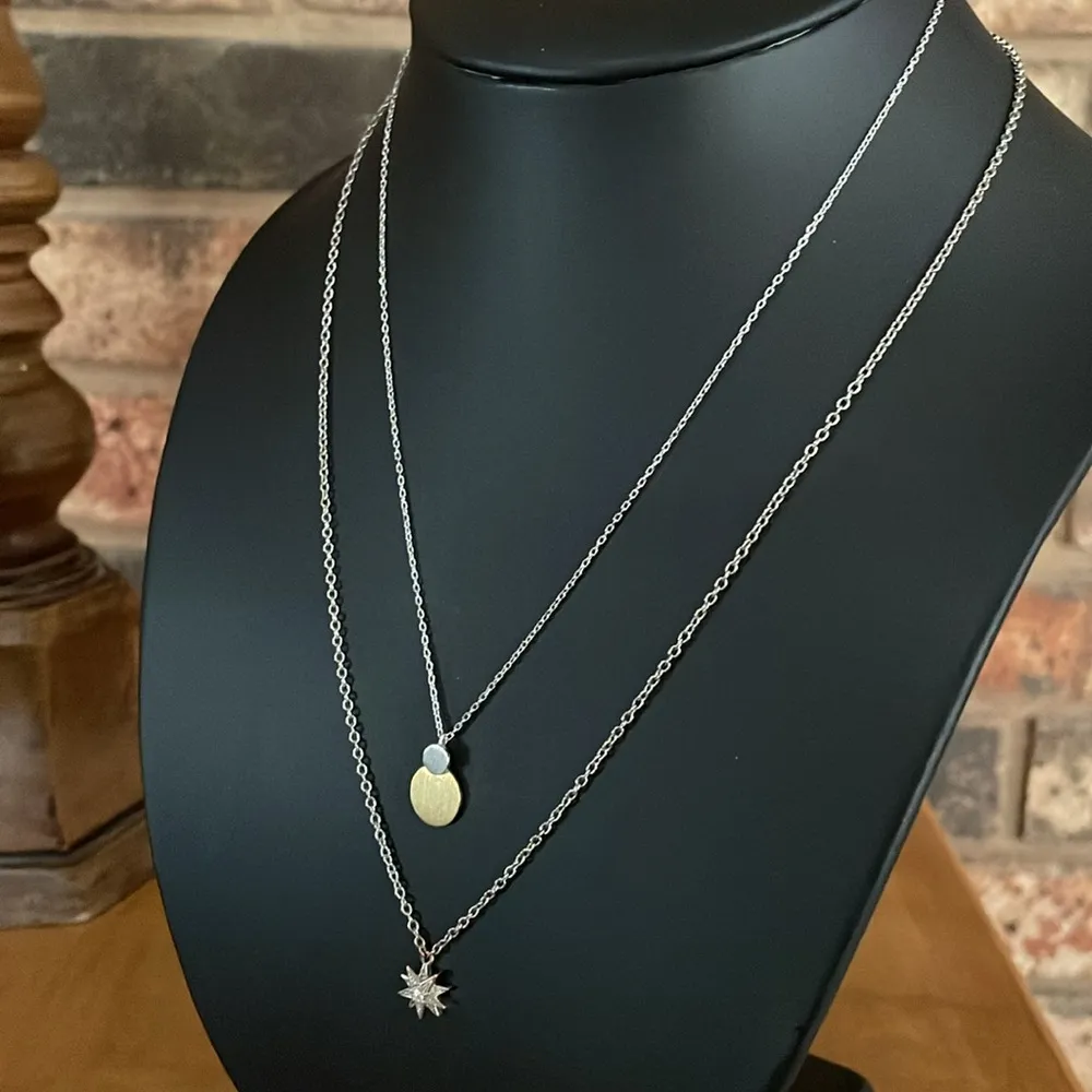 North Star Celestial and 2 tone sphere geometric dainty layering chains Gold - Image 6
