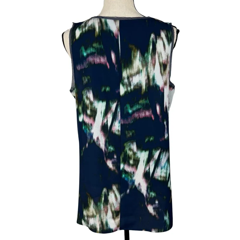 Simply Vera Vera Wang Large Tunic Top Asymmetrical Sleeveless Abstract Scoop Blue - Image 6