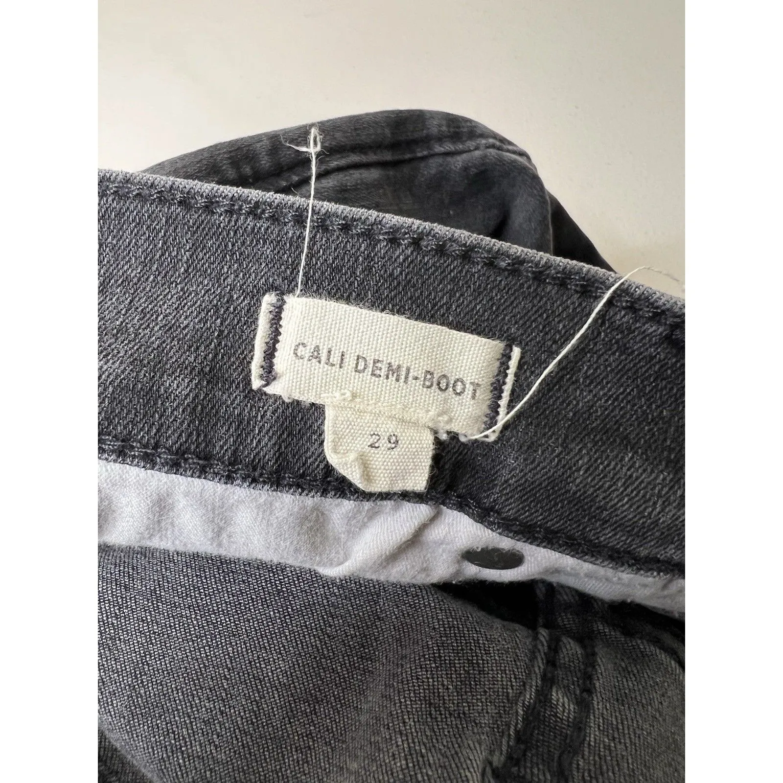 Madewell Cali Denim Boot Jeans Womens 29x29 Washed Black Button Fly Cropped - Image 3