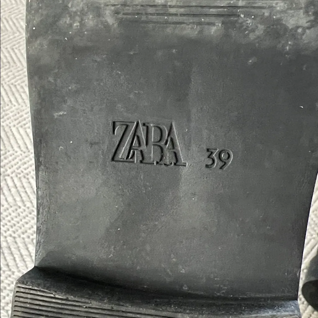 Zara Black Leather Biker Boots - Image 2