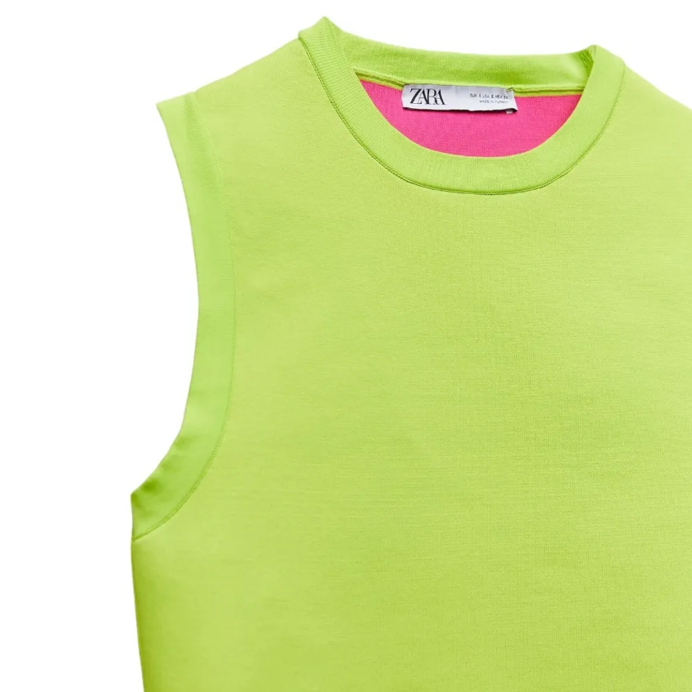 Zara Crew Neck Pullover Sleeveless Crop Top in Chartreuse - Image 4