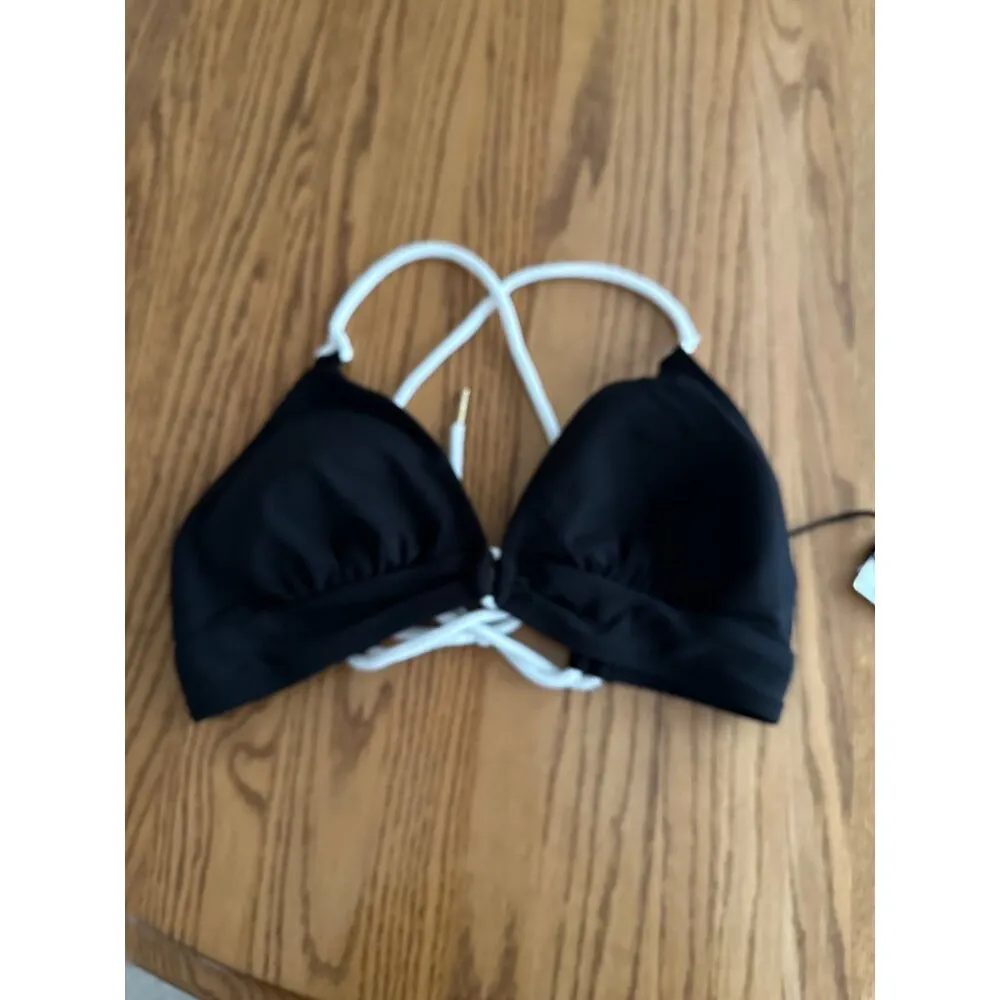 Robin Piccone Emma Black Bikini Top Swimwear Nylon/Spandex Blend L - Image 2