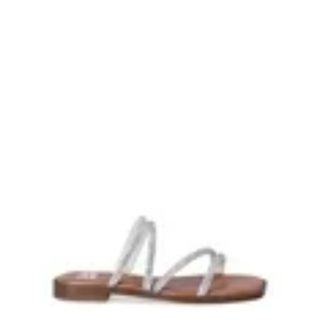 NWT Madden NYC Women’s Strappy Bling Flat Sandals – Silver Stone, Size 6 - Image 4