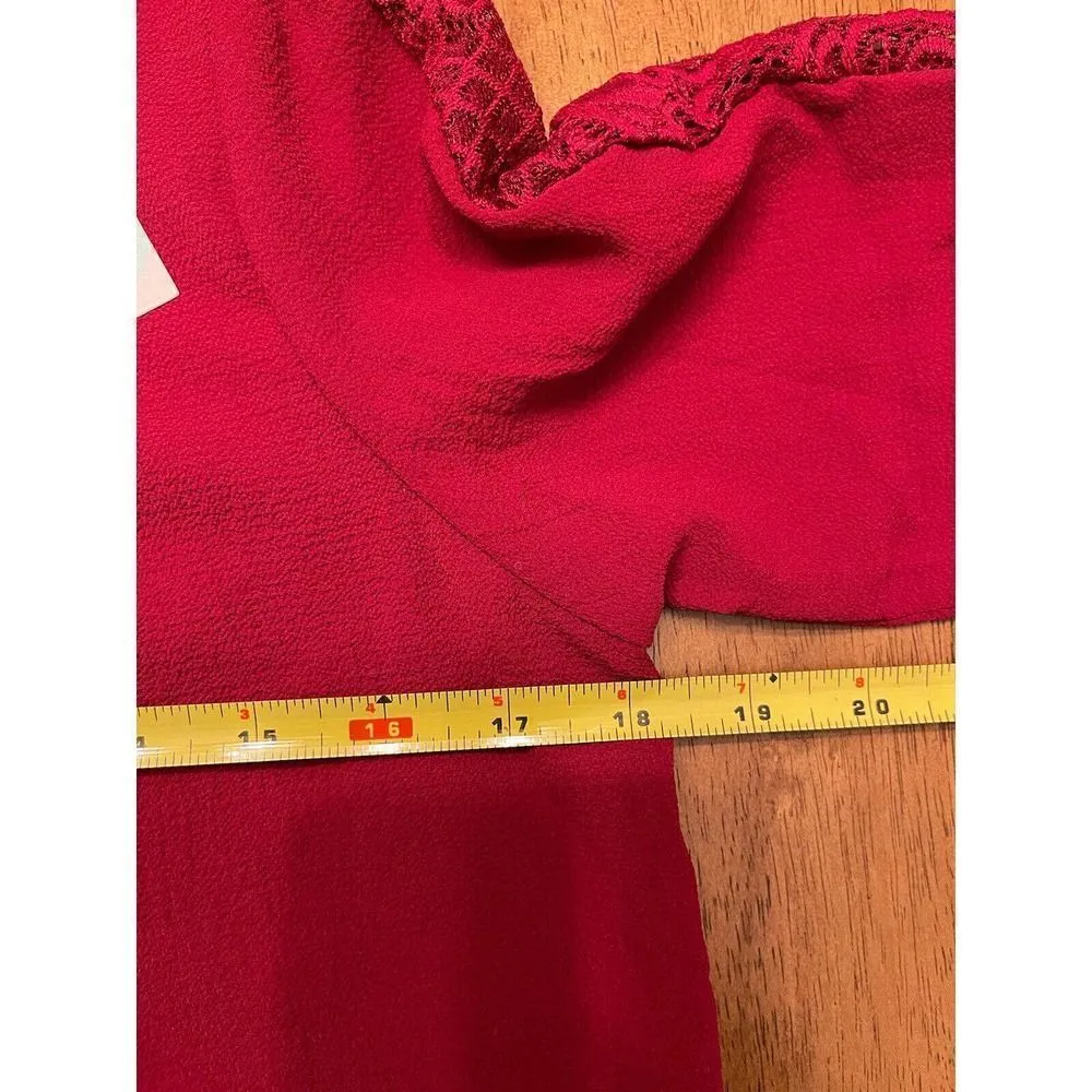 Papermoon StitchFix Blouse Small Petite Shirt Top Lace Red Tunic Gold Button NEW - Image 5