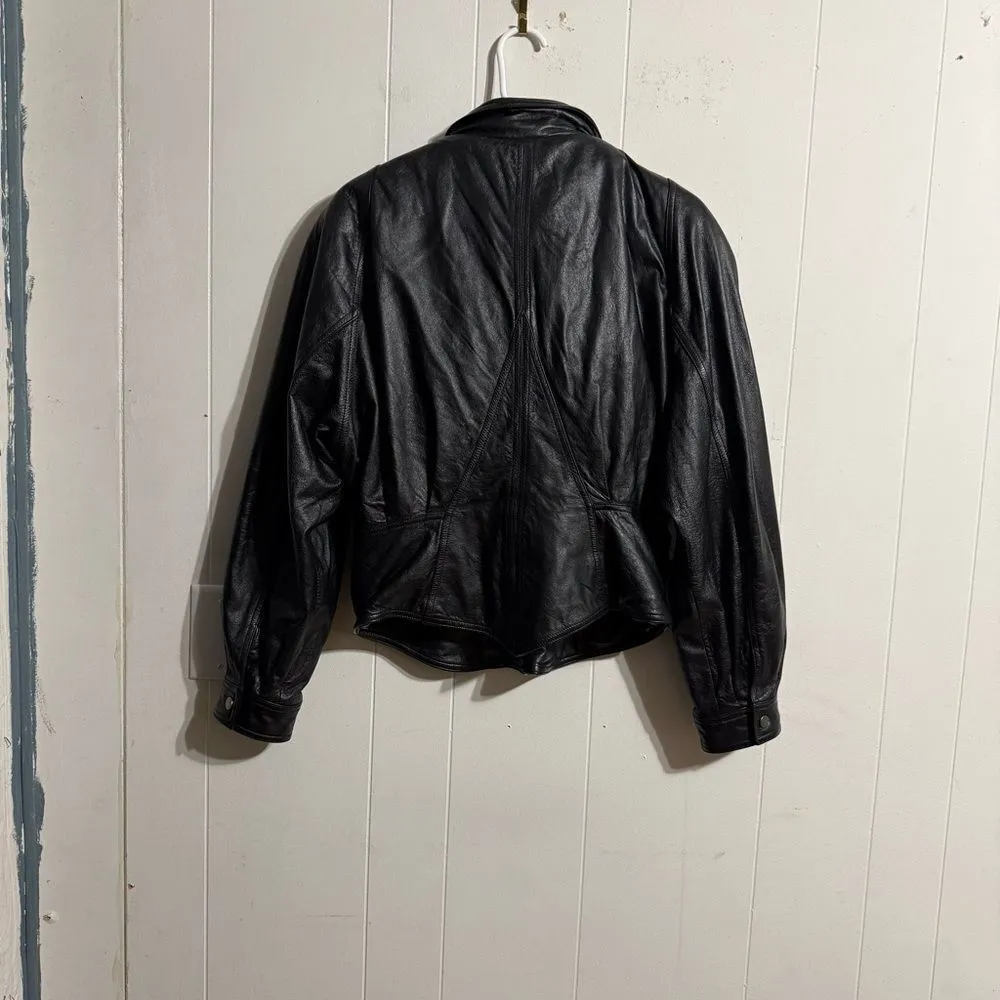 Wilson Black Leather Moto Jacket with Stand - Image 5