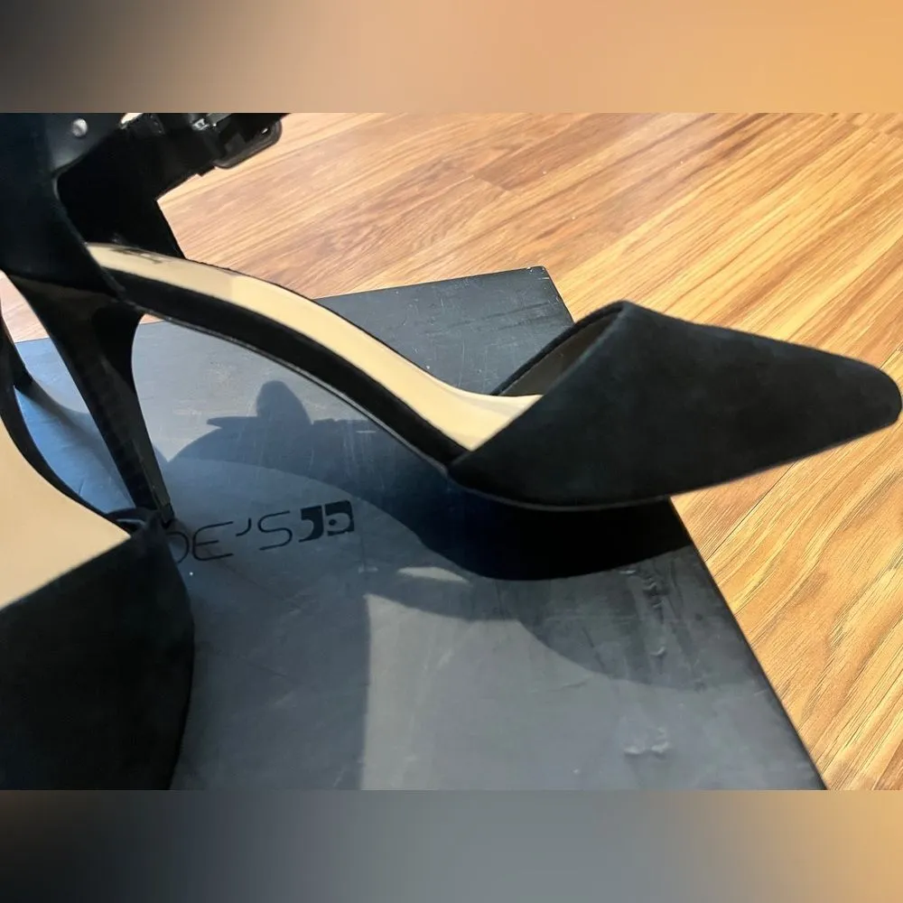 Joes Jeans Betty Ankle Strap Zip Back heels black suede studded leather size 7 - Image 13