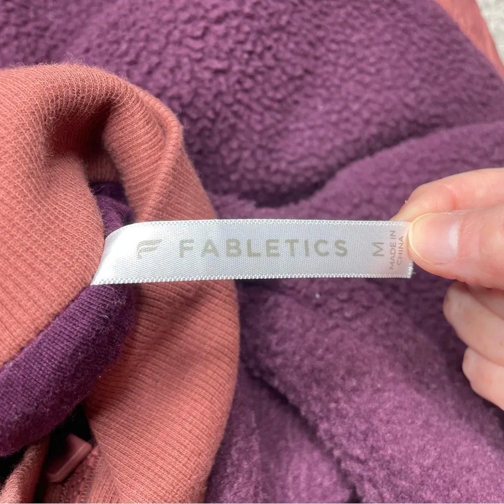 Fabletics Mallory Quarter Zip Fleece Sherpa Pullover Purple Burgundy Medium - Image 5