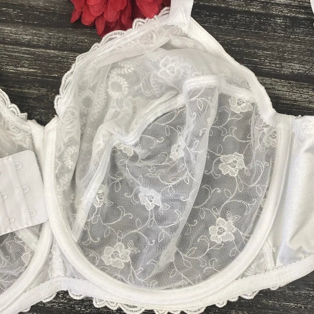 Wacoal White 85720 Renaissance Rose Sheer Underwire Bra NEW 40DDD - Image 6