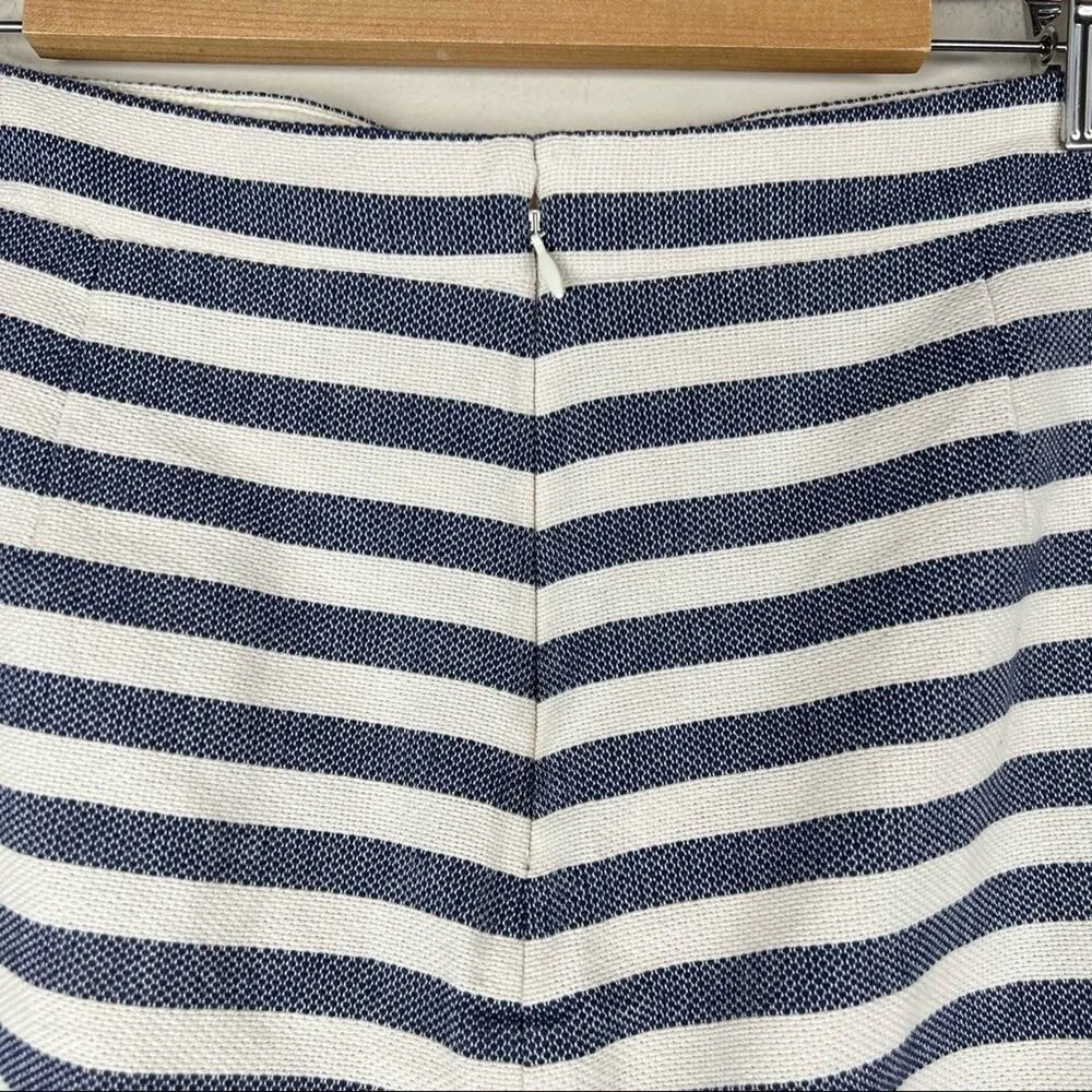 J. Crew skirt 10 blue white stripe nautical faux wrap pencil mini coastal lined - Image 6