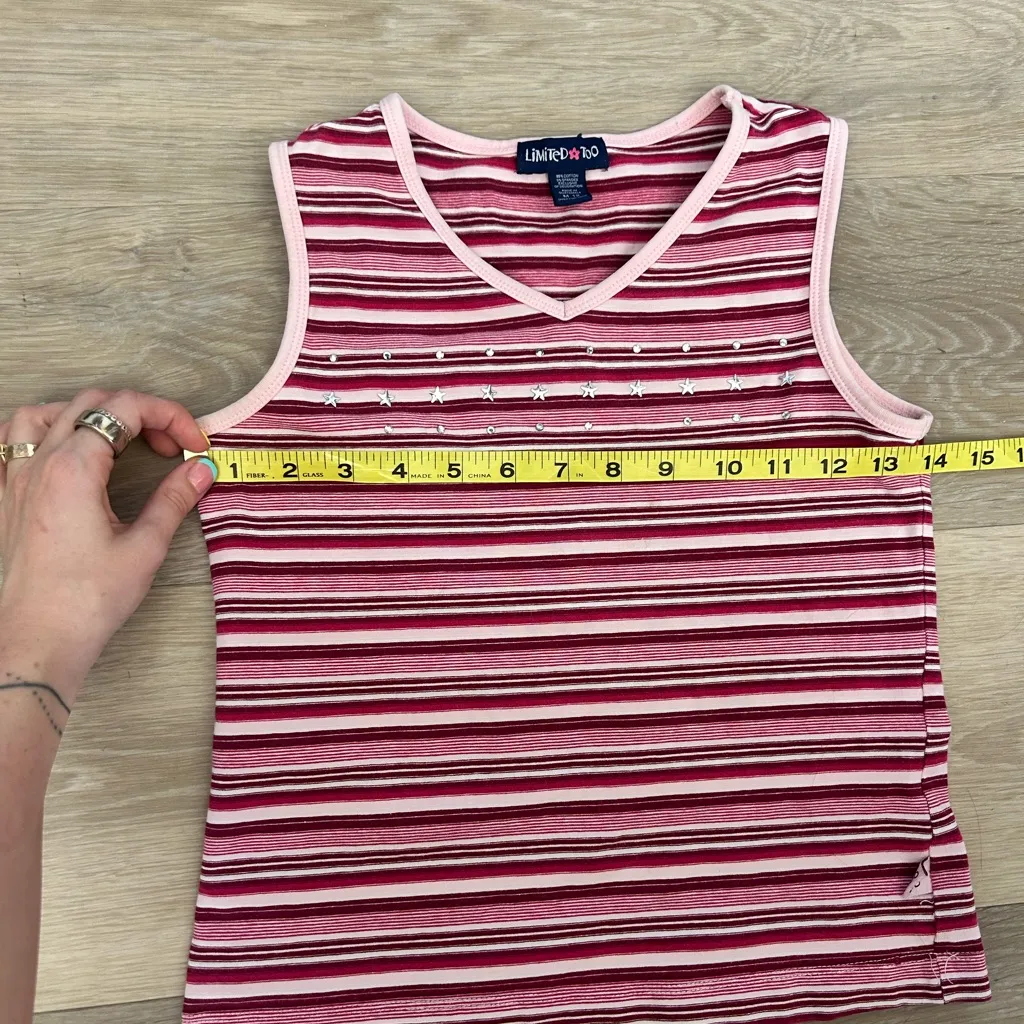 Limited Too Rhinestone Striped Tank Top Kids M (Fits XS/S) Y2K Style - Image 3