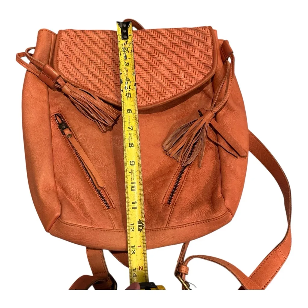 Orange Woven Leather Backpack - Image 10