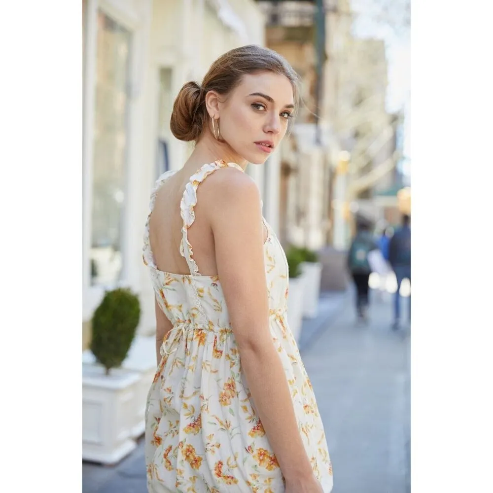 NWT LoveShackFancy Ann in Sunshine Floral Cotton Linen Midi Tank Dress L $545 - Image 4