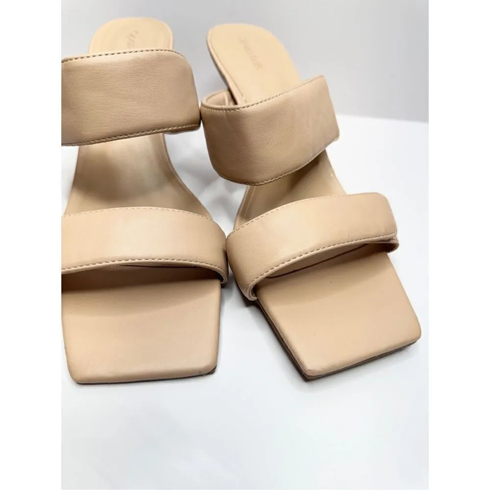Open‎ Edit Sandals Size 11 Qarly Heeled Tan Open Square Toe Slip On Heels - Image 6