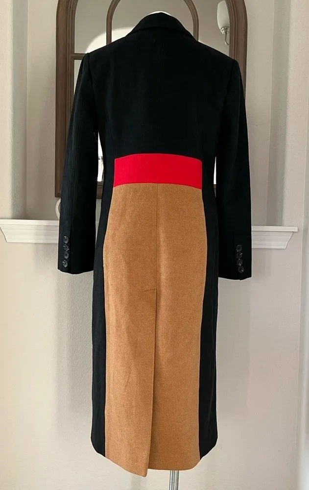 NEW Avec Les Filles ColorBlock Trench Coat, Black Red Camel Size S Retail $500 - Image 10