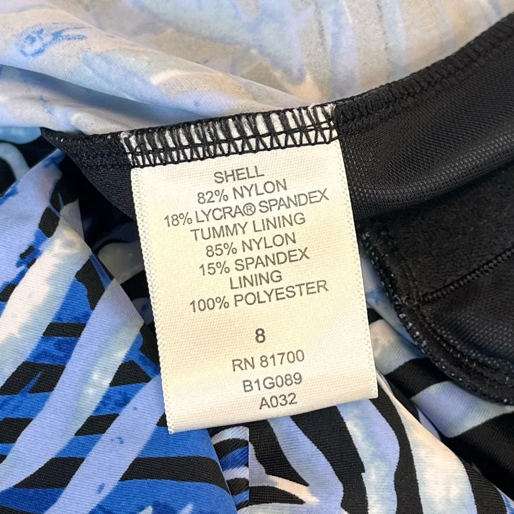 Blair Swimdress One Piece Swimsuit Swim Dress Blue Palm 8 New - Image 3