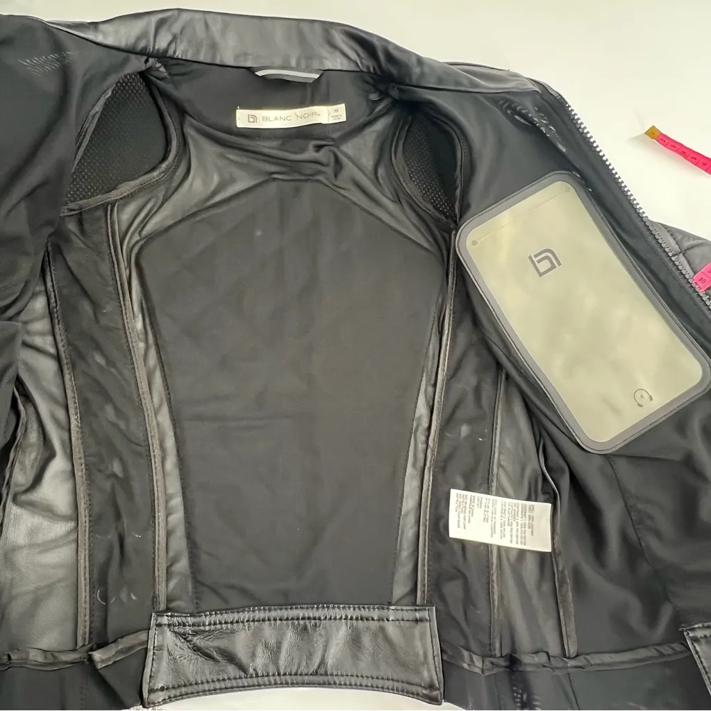 Blanc Noir Classic Leather Mesh Moto Jacket Black sz M Size M - Image 7