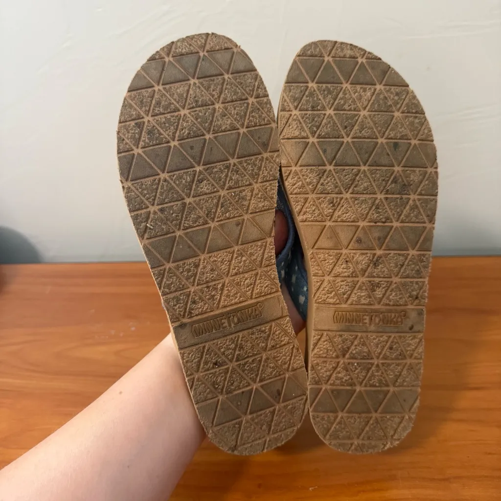 Minnetonka Women's Hedy Flip Flop Thong Sandal Slip On Casual Navy Blue Denim 8M - Image 5