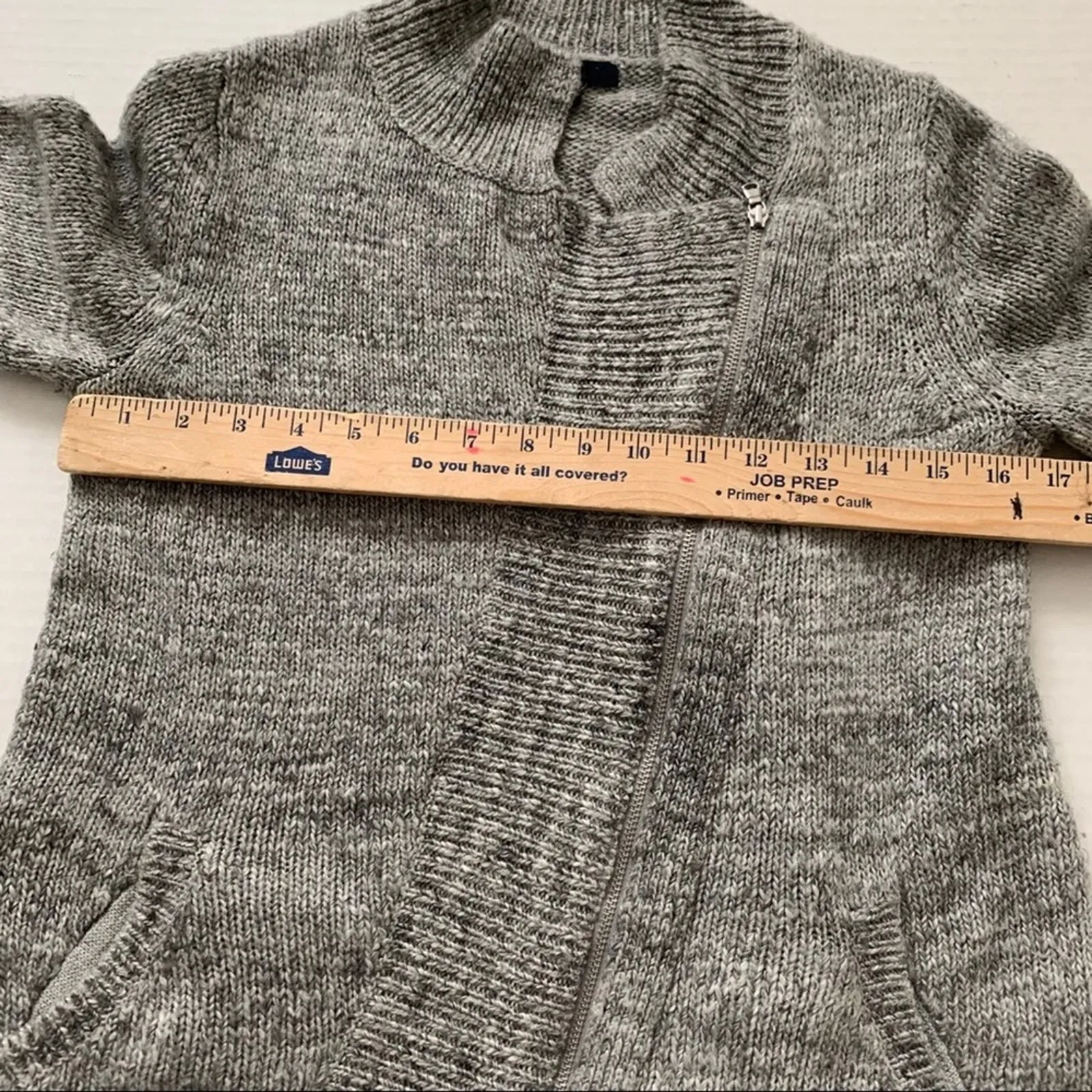Gap Grey Wool Alpaca Blend Moto Zip Cardigan S - Image 5