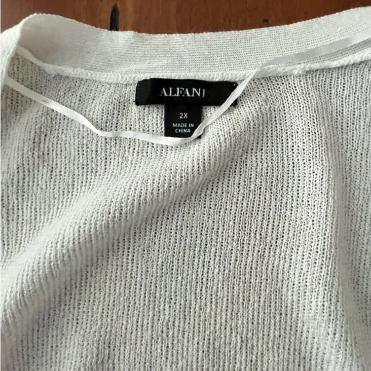 Alfani  Egg Shell White Open Cardigan - Image 2