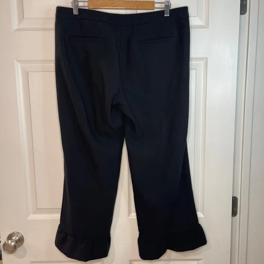 Banana Republic Logan Crop Dress Pants Women's Size 12 Black Ruffle Hems Viscose - Image 3