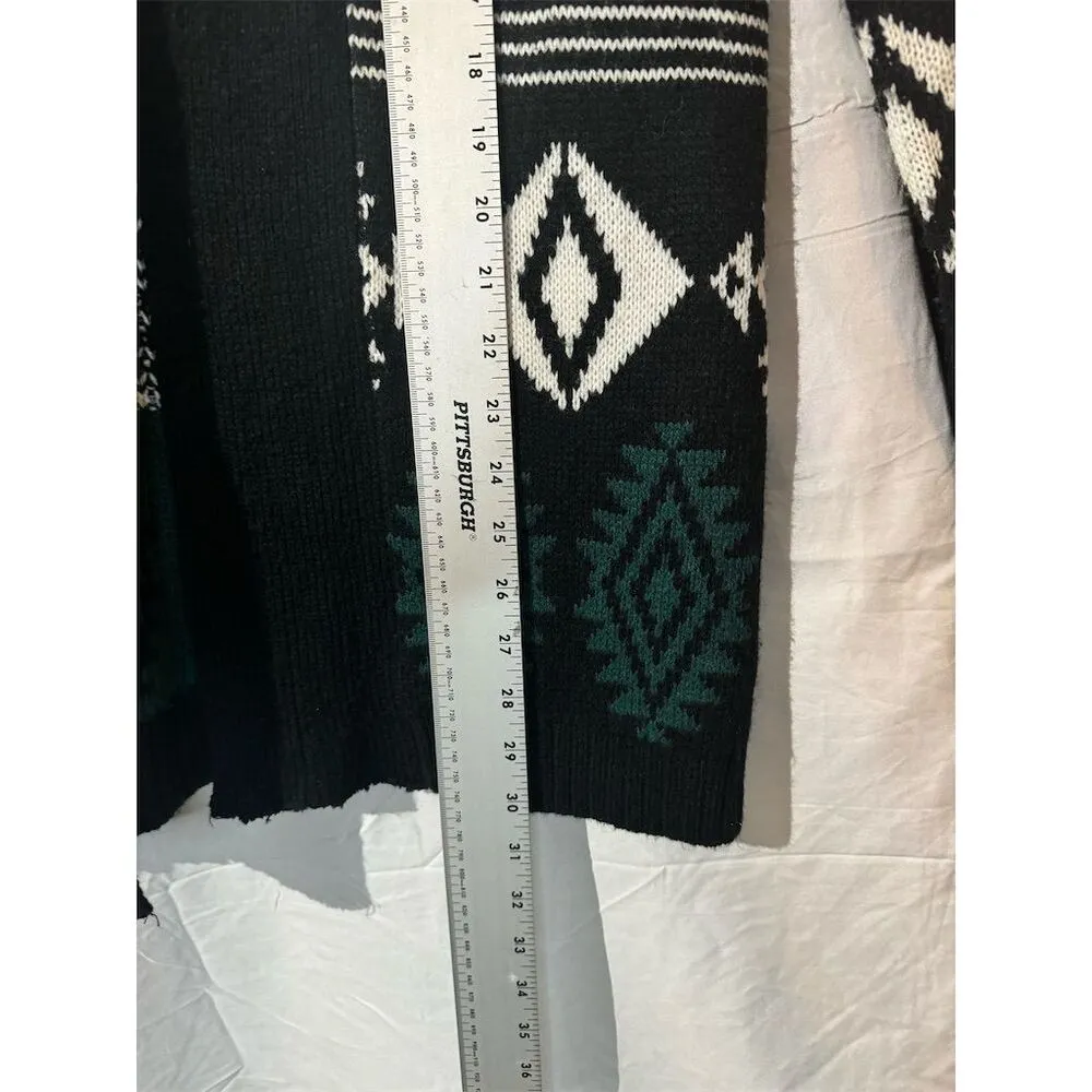 Elodie Women's Aztec Pattern Open Front Mohair Blend Cardigan Sweater L Western - Image 6