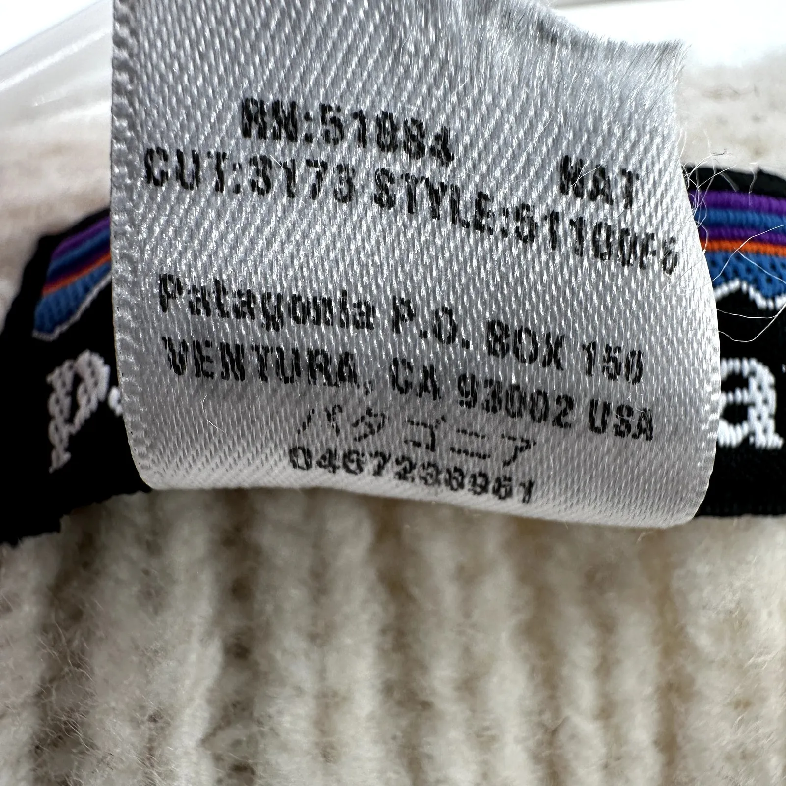 Vintage Patagonia 100% Wool Cardigan Ribbed Sweater Hand Pockets V Neck Cream S - Image 3