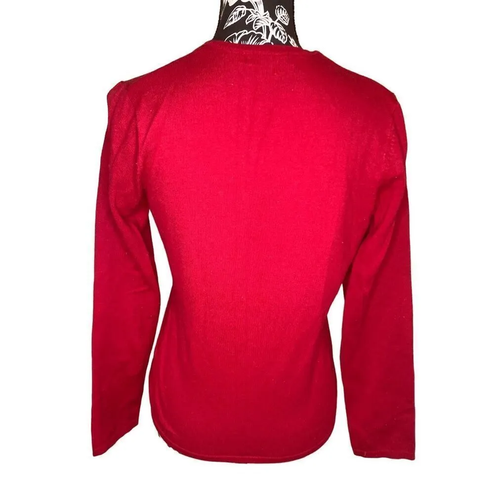 Notations Ruffled Sweater Sheer Stripes Winter Everyday Preppy - Image 2