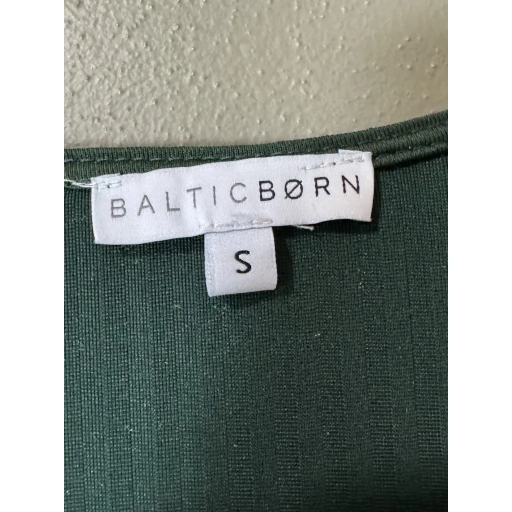 Baltic Born Emerald Green Striped Velvet Velour Wrap Dress Women Size Small - Image 3