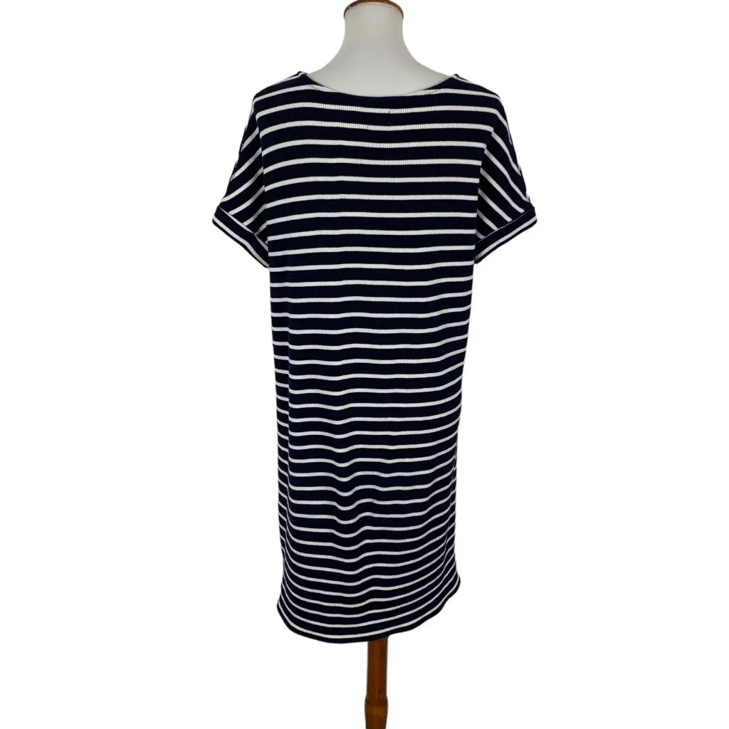 Emberley Striped Dress XS Blue White Short Sleeve Nautical Coastal Preppy Resort - Image 4