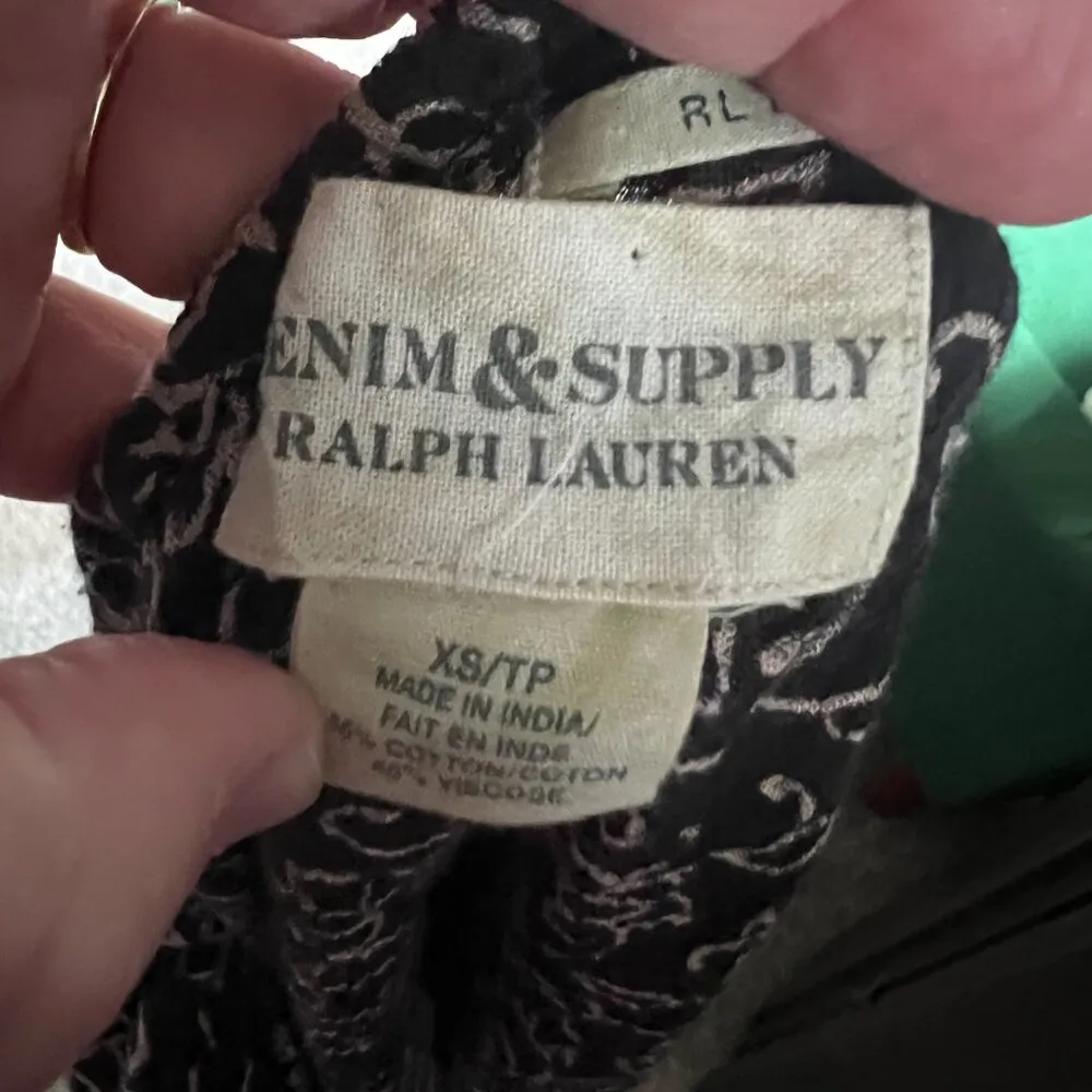 DENIM & SUPPLY RALPH LAUREN open shoulders tassels boho blouse top oversized XS - Image 7