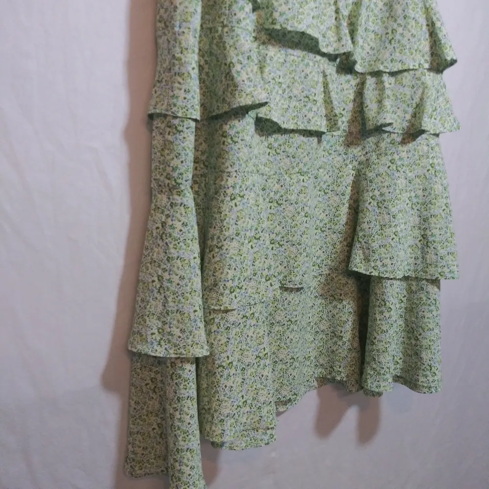 Davi & Dani Green Combo Ruffle Tiered Midi Skirt Cottage Simple Prairie Size 1X - Image 3