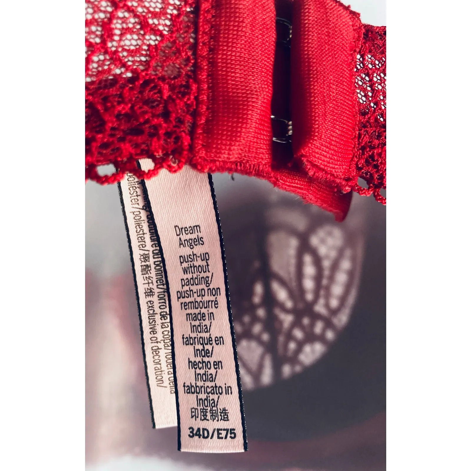 Victoria's Secret Bra Dream Angels Pushup Without Padding 34D Red - Image 4