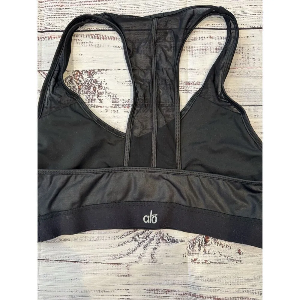 Alo Yoga Mesh Racerback Chromatic Sports Bra in Black Size Medium - Image 5