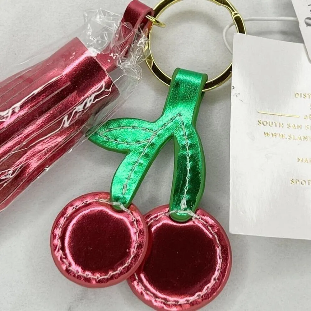 Slant Collections Metallic Cherry Tassel Keychain Keyring - Image 10