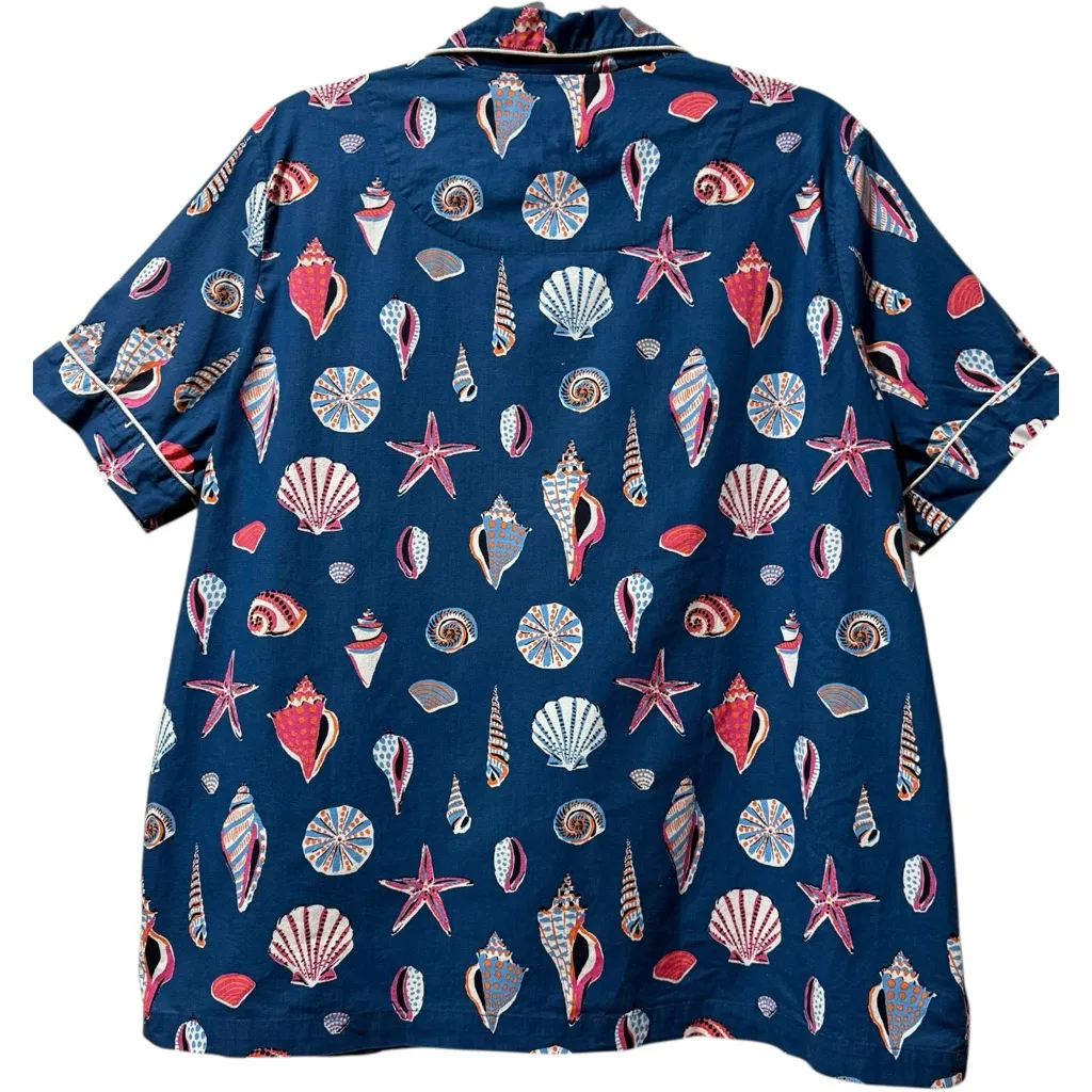 PrintFresh Seashell Nautical Print Blue Pajama Set / ASO RHOBH Size Large 2 PC - Image 5