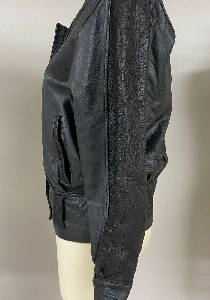 Vintage Leather /snakeskin like Leather Jacket XL - Image 4