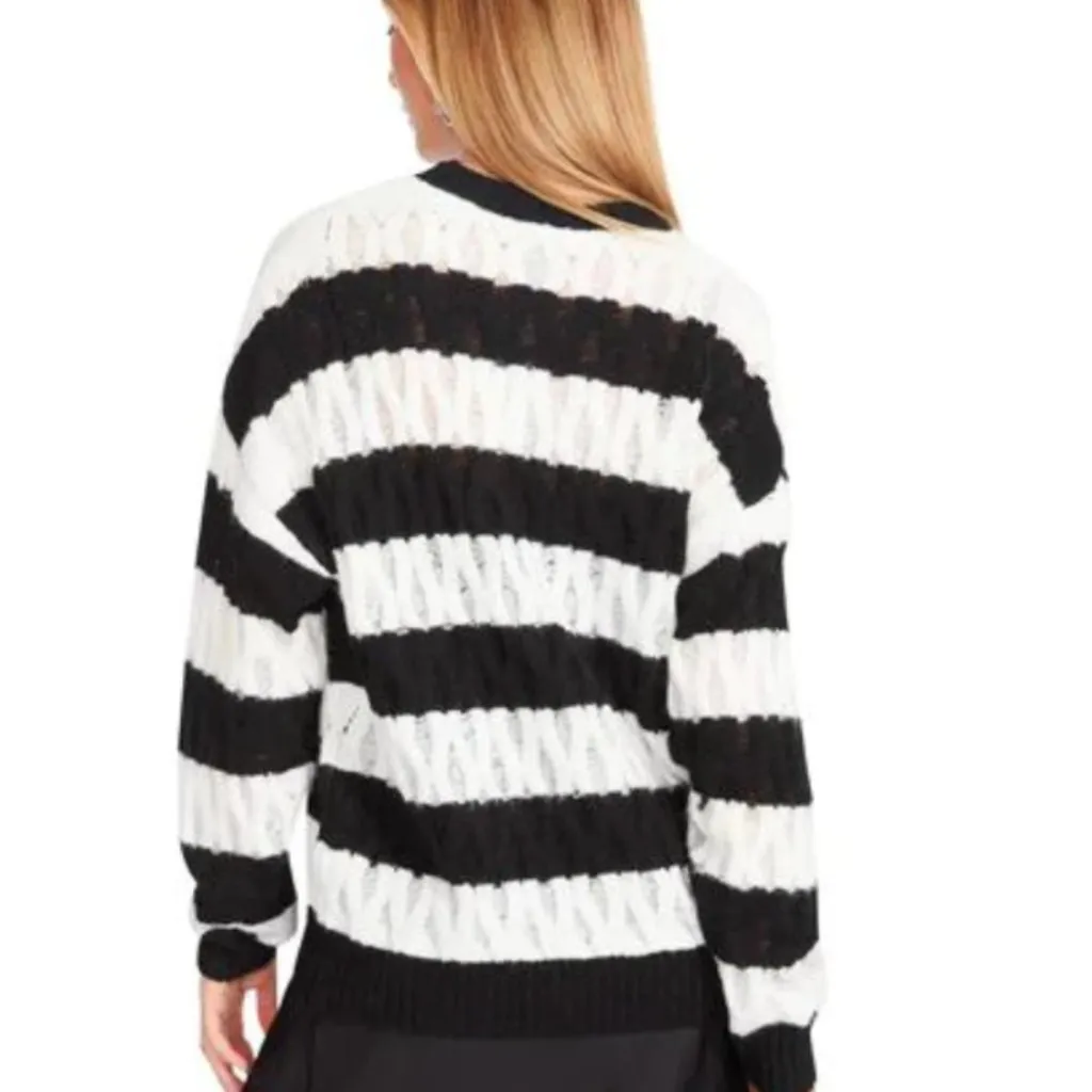 NWT Steve Madden KARLI SWEATER Striped Black White Medium Wool Blend - Image 6