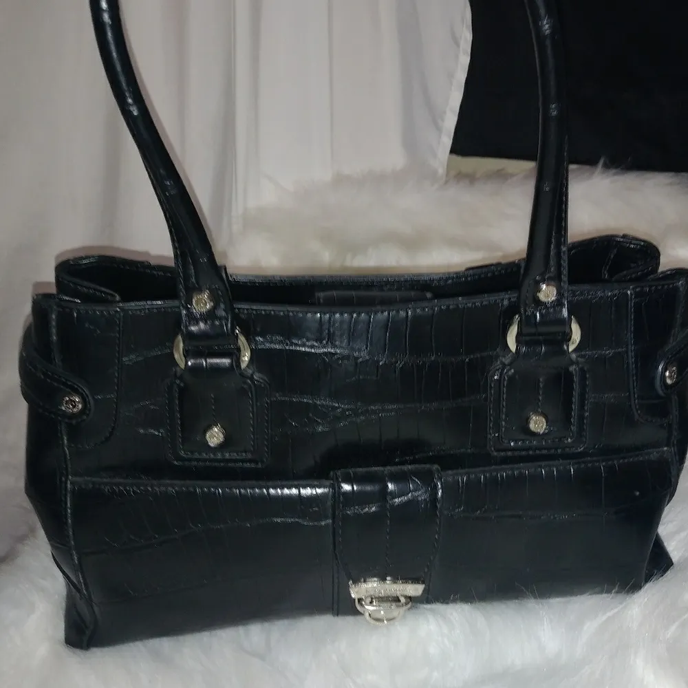 Liz Claiborne Black Gator Bag Medium - Image 5