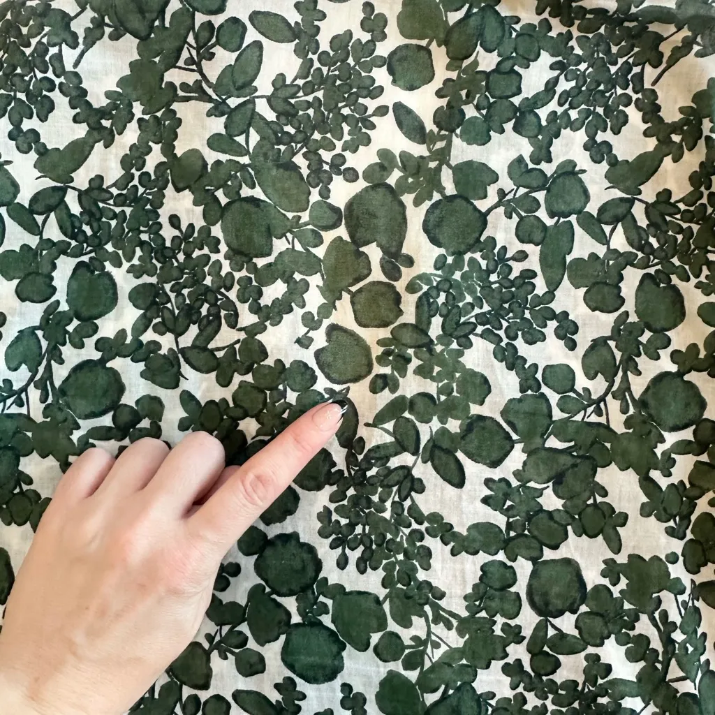 Tory Burch Green Leaf Print Cotton Tunic Top - Image 8