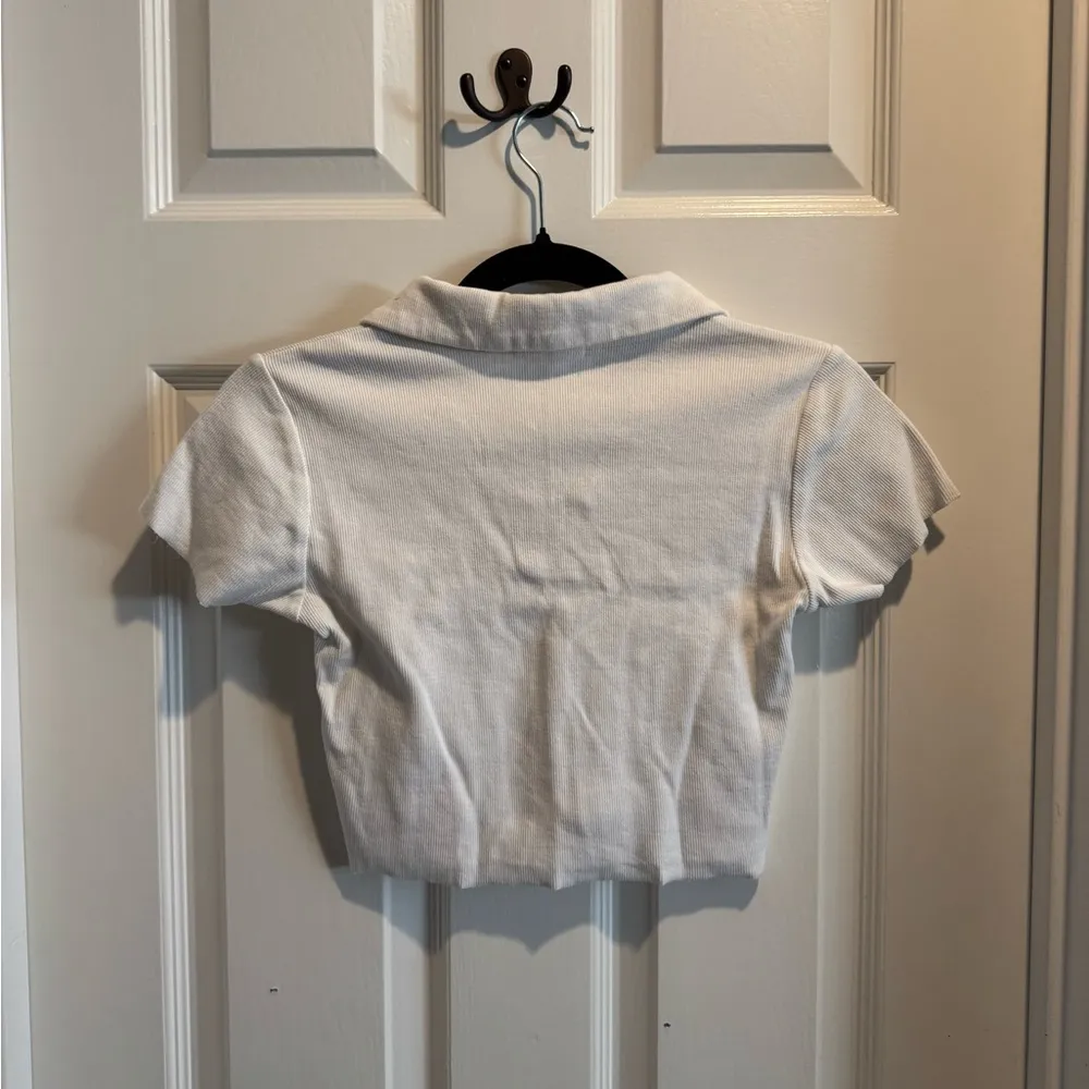 White Women’s Polo Crop Top - Image 2