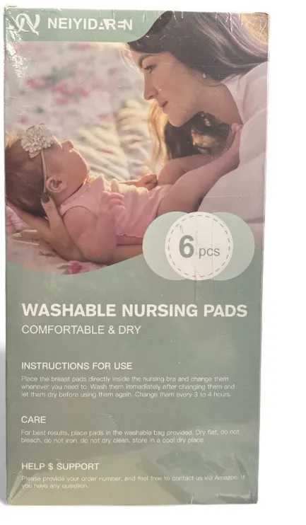 Washable Nursing Pads 6 pieces comfort dry wash bag included White Size undefined - Image 1