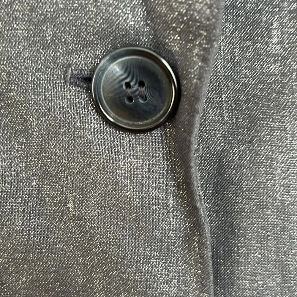 Lafayette 148 New York Gray Hip Length 3 Button Blazer - Image 3