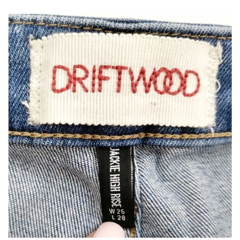 Driftwood  JACKIE HIGH RISE FLORAL EMBROIDERED TRIM JEANS SIZE 25 - Image 7